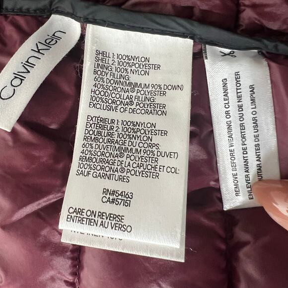 Calvin Klein Puffer Jacket Women's Small Premium Down Packable Lightweight Hood - Picture 12 of 12